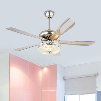 Dome Living Room 5-Blade Fan Lighting Fixture Modern Metal 48