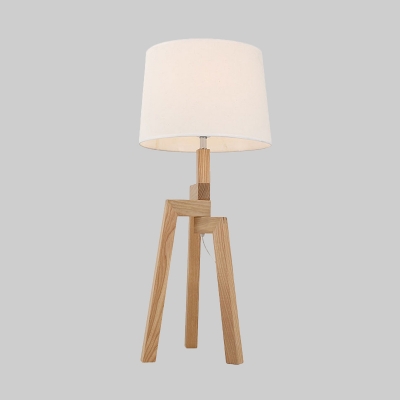 Drum Fabric Nightstand Lamp Modernism 1 Head White Reading Book Light for Bedroom