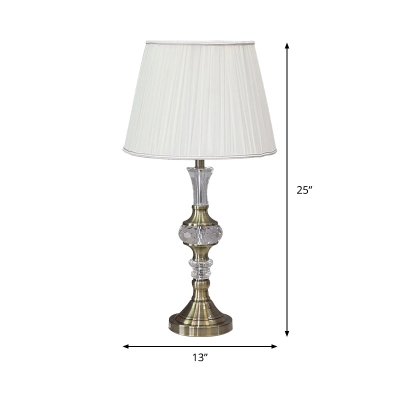 Fabric Barrel Table Light Modernist 1 Bulb Small Desk Lamp in Gold for Living Room