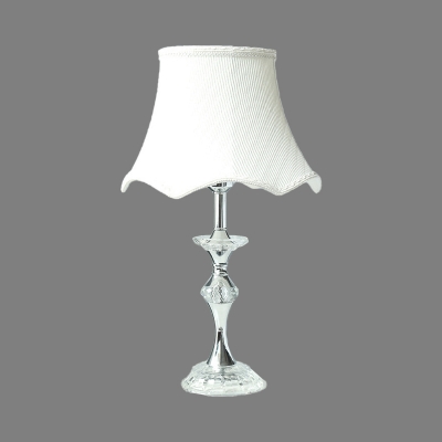 Flare Table Light Modern Fabric 1 Head White Small Desk Lamp with Faux-Braided Detailing