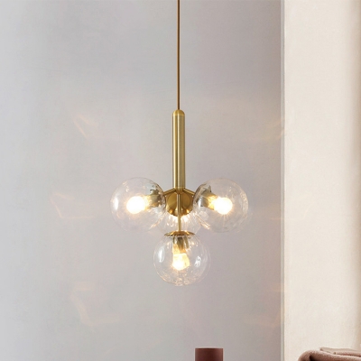 Gold Sputnik Hanging Chandelier Modern 4 Lights Clear Water Glass Pendant Ceiling Lamp
