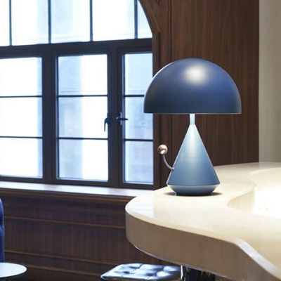 Macaron Hemisphere Task Lighting Metal 1 Bulb Small Desk Lamp in Pink/Blue for Bedroom