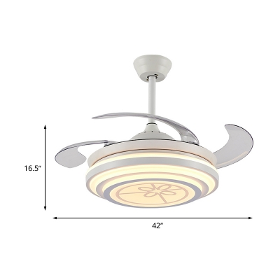 Metal White Hanging Fan Lamp Ring LED 42