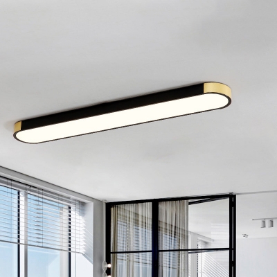 Metallic Slim Rectangle Flush Mount Minimalist LED Flush Light Fixture in White and Gold/Black and Gold