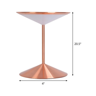 Modernism Wide Flare Nightstand Lamp Acrylic LED Reading Book Light in Rose Gold