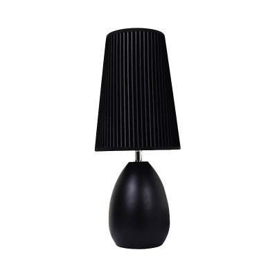 Modernist 1 Bulb Nightstand Lamp Black Conical Reading Book Light with Fabric Shade