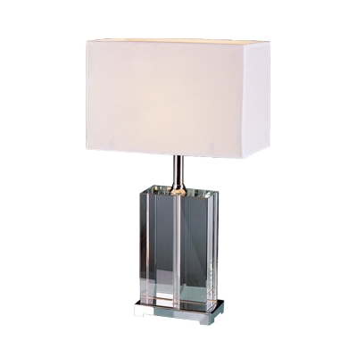 Modernist Rectangular Reading Light Hand-Cut Crystal 1 Head Nightstand Lamp in White