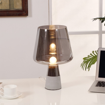 Shaded Task Lighting Contemporary Smoke Grey Glass 1 Bulb Bedroom Small Desk Lamp