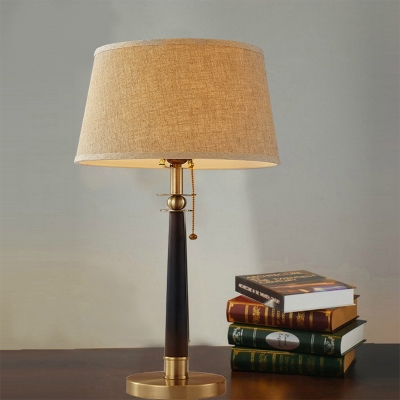 Tapered Drum Desk Lamp Modernism Fabric 1 Head Flaxen Reading Book Light, 12