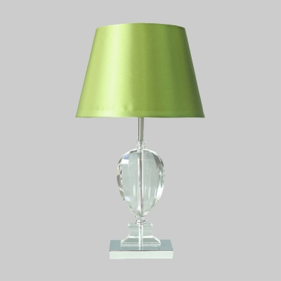 Teardrop Table Light Modern Cut Crystal 1 Bulb Green Desk Lamp with Fabric Shade