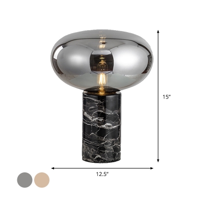 Urn Task Lighting Contemporary Amber/Smoke Grey Glass 1 Bulb Night Table Lamp for Bedroom, 9