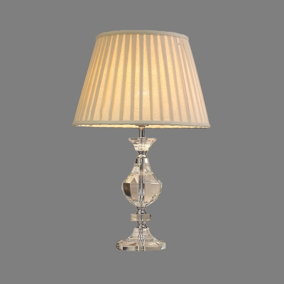 Wide Flare Table Light Contemporary Fabric 1 Bulb Small Desk Lamp in Beige for Study