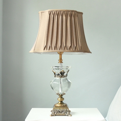 1 Bulb Shaded Task Lighting Modernist Fabric Reading Lamp in Gold for Living Room