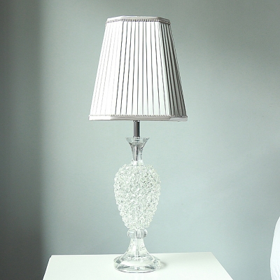 1 Head Jar Desk Light Modern Faceted Crystal Night Table Lamp in Grey for Bedside