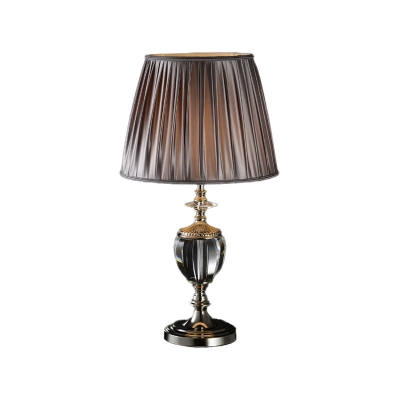 1 Head Living Room Desk Lamp Modernism Grey Table Light with Barrel Fabric Shade