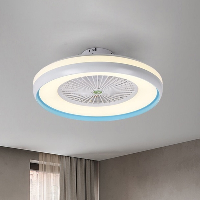 5 Blades Round Acrylic Semi Flushmount, Small Ceiling Fans With Lights Flush Mount