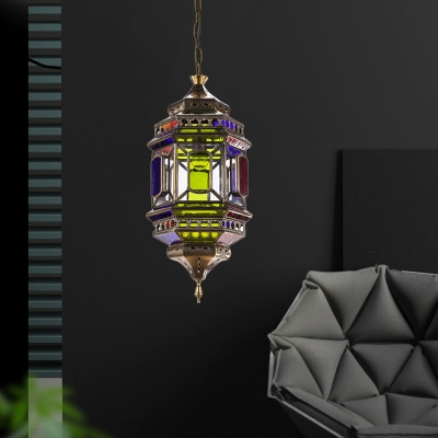 Arabian Lantern Chandelier Pendant Light 3 Lights Metal Ceiling Suspension Lamp in Brass