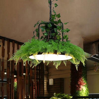 Barn Restaurant Ceiling Pendant Light Industrial Metal 1 Light Black LED Plant Suspension Lamp, 14