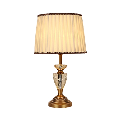 Beige Drum Task Lighting Modern 1 Bulb Fabric Reading Lamp with Faux-Braided Detailing