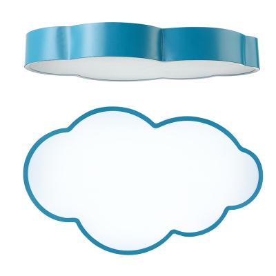 Cartoon Modern Cloud Flush Light Blue Acrylic LED Ceiling Light for Nursing Room Corridor 19.5