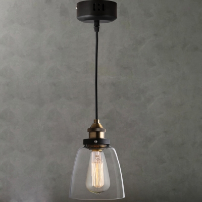 Cloche Shade 1 Light Pendant Light with Clear Glass Shape in Vintage Style for Kitchen Warehouse
