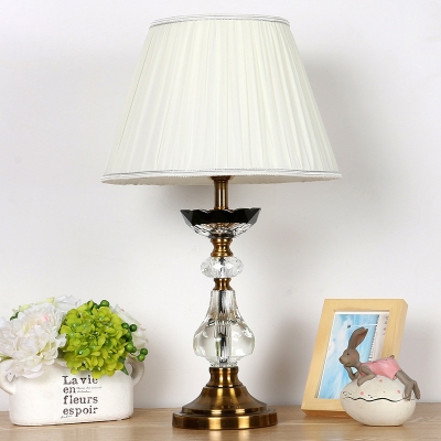 Cone Shade Task Light Modernism Fabric 1 Bulb White Small Desk Lamp for Dining Room