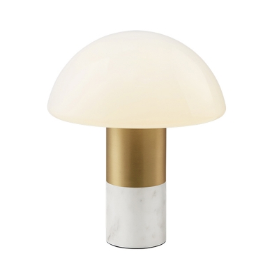 Contemporary 1 Head Task Light White/Green Hemisphere Night Table Lamp with Milk Glass Shade