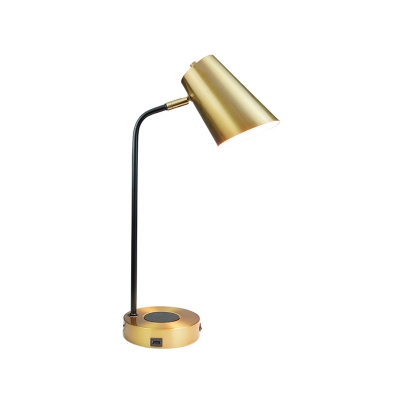 Contemporary 1 Head Task Lighting Gold Tapered Small Desk Lamp with Metal Shade