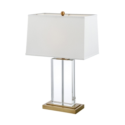 Contemporary Rectangle Table Lamp Clear Crystal 1 Head Reading Book Light in Gold