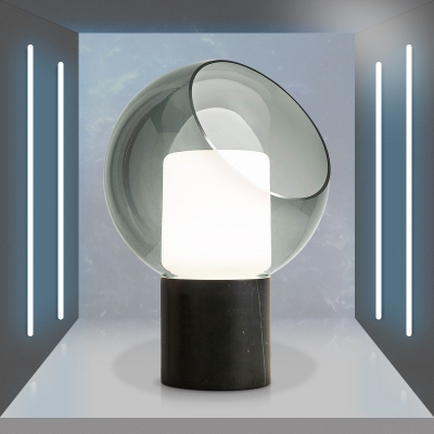 Contemporary Spherical Task Lighting Smoke Gray Glass 1 Bulb Living Room Small Desk Lamp