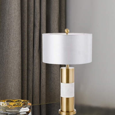 Cylindrical Reading Lamp Modern Fabric 1 Head White Task Lighting for Living Room