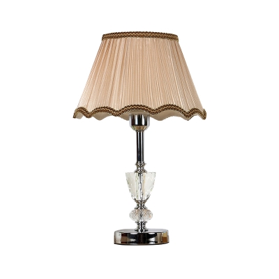 Fabric Cone Task Light Nordic 1 Head Desk Lamp in Beige with Faux-Braided Detailing