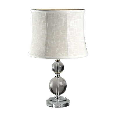 Globe Desk Lamp Modernist Clear Crystal 1 Bulb Grey Table Light with Fabric Shade
