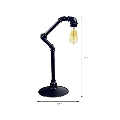 Iron Black Finish Desk Light Arched 1 Light Industrial Table Lamp with Plug-In Cord