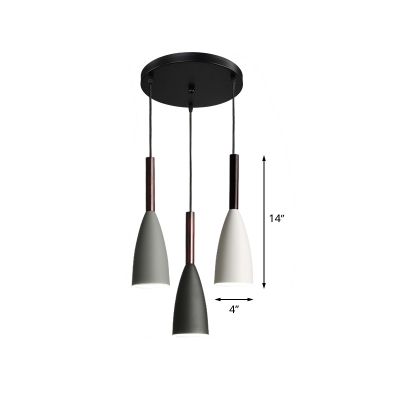 Iron Small Bell Multi Light Pendant Contemporary 3 Heads Black Ceiling Hang Fixture