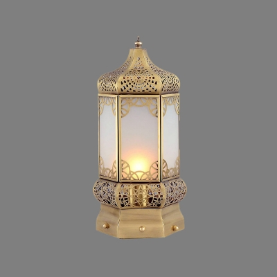 Metal Brass Night Table Lamp Lantern 1 Head Art Deco Nightstand Lighting for Bedroom