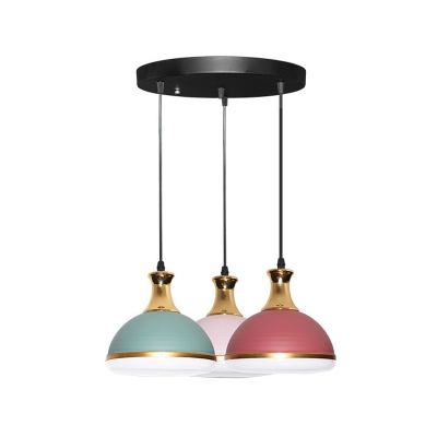 Metal Dome Down Lighting Modern Nordic Style 3 Heads Cluster Pendant Lamp in Black