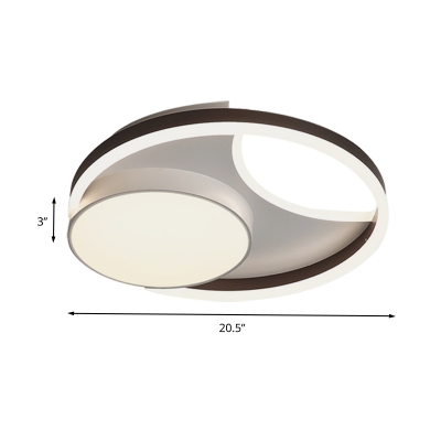Modern Circular Flush Mount Fixture Acrylic LED Bedroom Ceiling Light in Coffee, 16