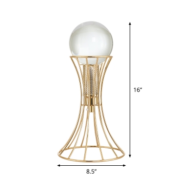 Modernism LED Task Lighting Gold Spherical Reading Lamp with Clear Crystal Shade