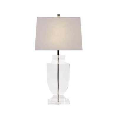 Modernism Urn-Shaped Reading Light Clear Crystal 1 Head Night Table Lamp in White