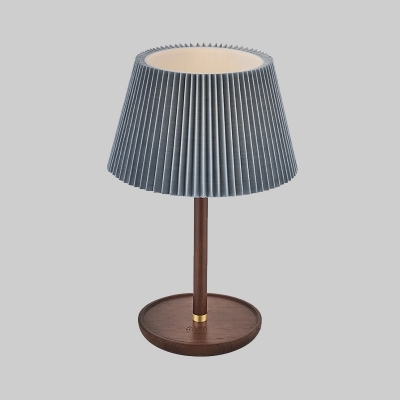 Modernist 1 Head Nightstand Lamp White/Blue Tapered Reading Book Light with Fabric Shade