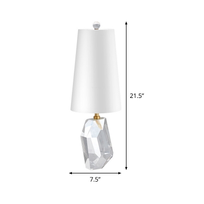 Modernist Geometrical Table Light Beveled Crystal 1 Head Small Desk Lamp in White