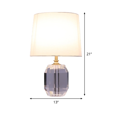 Oblong Task Lighting Modernist Beveled Crystal 1 Bulb White Reading Lamp, 11