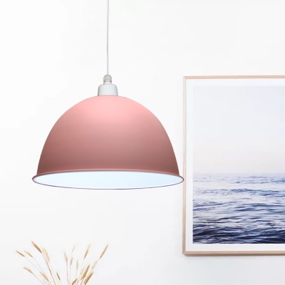 Pink/Grey Dome Ceiling Pendant Lamp Modern Nordic Style 1 Bulb Metal Down Lighting over Dining Table