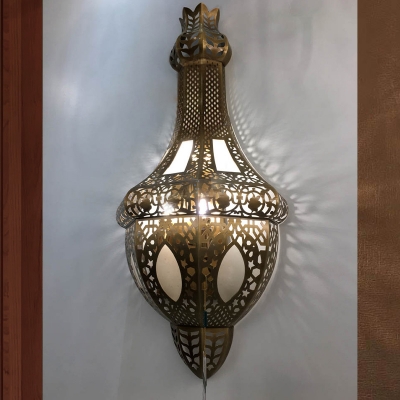 Teardrop Hallway Sconce Wall Light Arabian Metal 1 Bulb Brass Wall Lighting Fixture