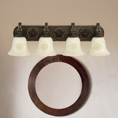 Vintage Style Bell Wall Light Metal Glass 3 Lights Rust Sconce Light for Bedroom Dining Room