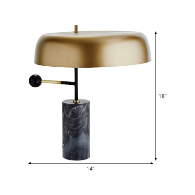 1 Head Living Room Table Light Modern Gold Nightstand Lamp with Saucer Metal Shade
