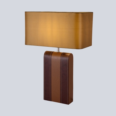 1 Head Shaded Table Light Contemporary Fabric Desk Lamp in Brown for Dining Room