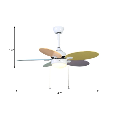 5 Blades White Cone Pendant Fan Lamp Modern Nordic Style Metal LED Semi Flush Mount Light, 36