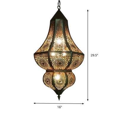 5 Bulbs Metal Chandelier Light Arabian Brass Curvy Restaurant Ceiling Hang Fixture